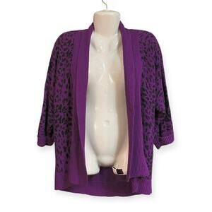 Chico's Women's Purple Animal Print Open Front Cardigan Sweater | Size 0 US S/4